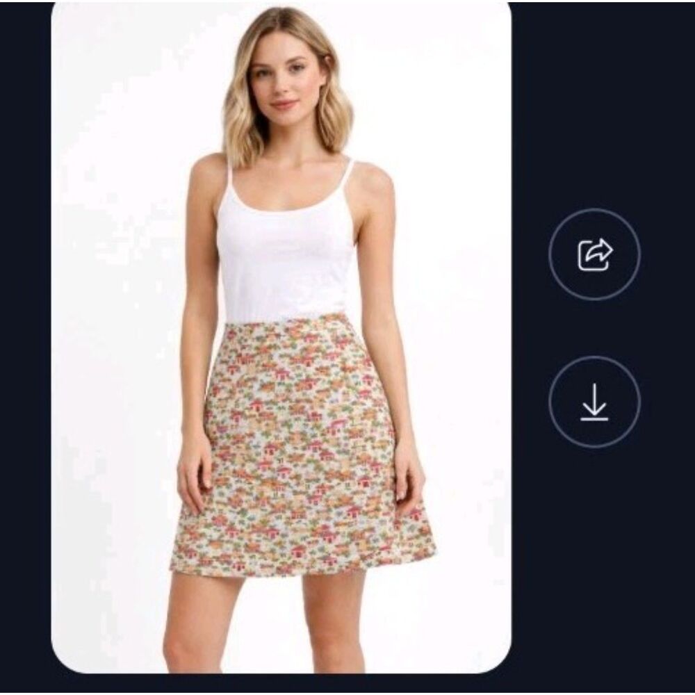 J. Jill Women's Tropical Village Multicolor A-Line Knit Skirt Size Medium Petite